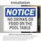 Signmission No Drinks Or Food On Pool Table, 10 in W x Rectangle, Vinyl Decal OS-2PACK-NS-D-710-L-14493 - alternate 5